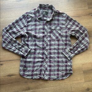 Fox Gray and Red Plaid Shirt ! large